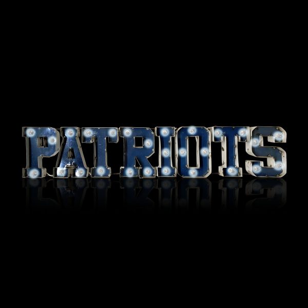 Patriots Lighted Recycled Metal Wordmark Logo Sign NFL Licensed 1