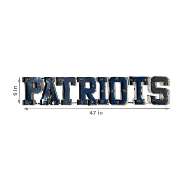 Patriots Lighted Recycled Metal Wordmark Logo Sign NFL Licensed 2