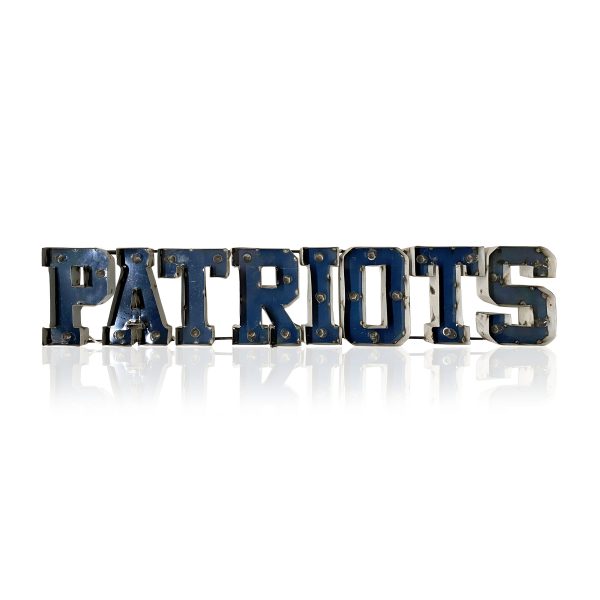 Patriots Lighted Recycled Metal Wordmark Logo Sign NFL Licensed 3