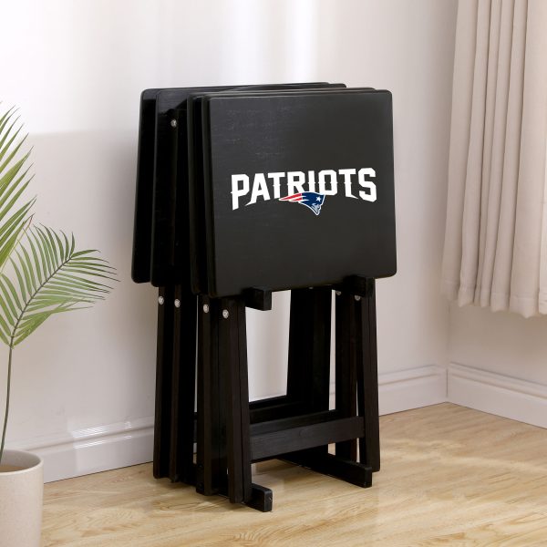 Patriots NFL Hardwood TV Tray Set with Stand 2