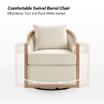 Paul Ivory Farmhouse Solid Wood Swivel Barrel Chair 8 Paul Ivory Farmhouse Solid Wood Swivel Barrel Chair