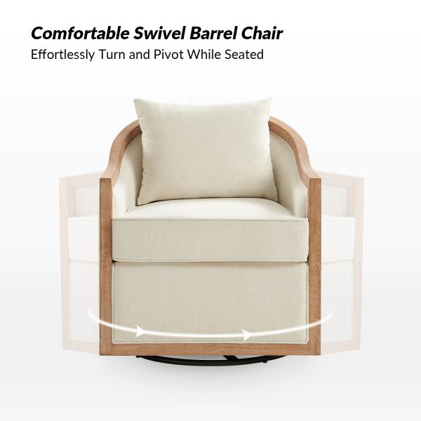 Paul Ivory Farmhouse Solid Wood Swivel Barrel Chair 2