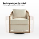 Paul Ivory Farmhouse Swivel Barrel Accent Chair 8 Paul Ivory Farmhouse Swivel Barrel Accent Chair