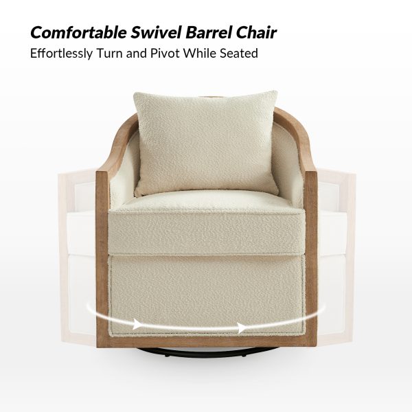 Paul Ivory Farmhouse Swivel Barrel Accent Chair 2