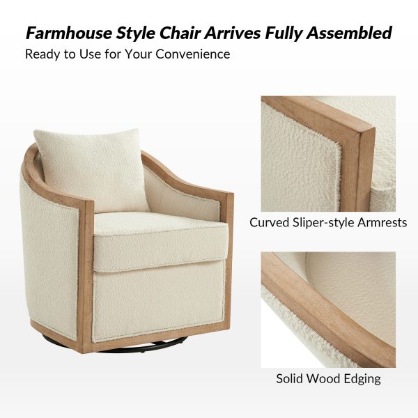Paul Ivory Farmhouse Swivel Barrel Accent Chair 4