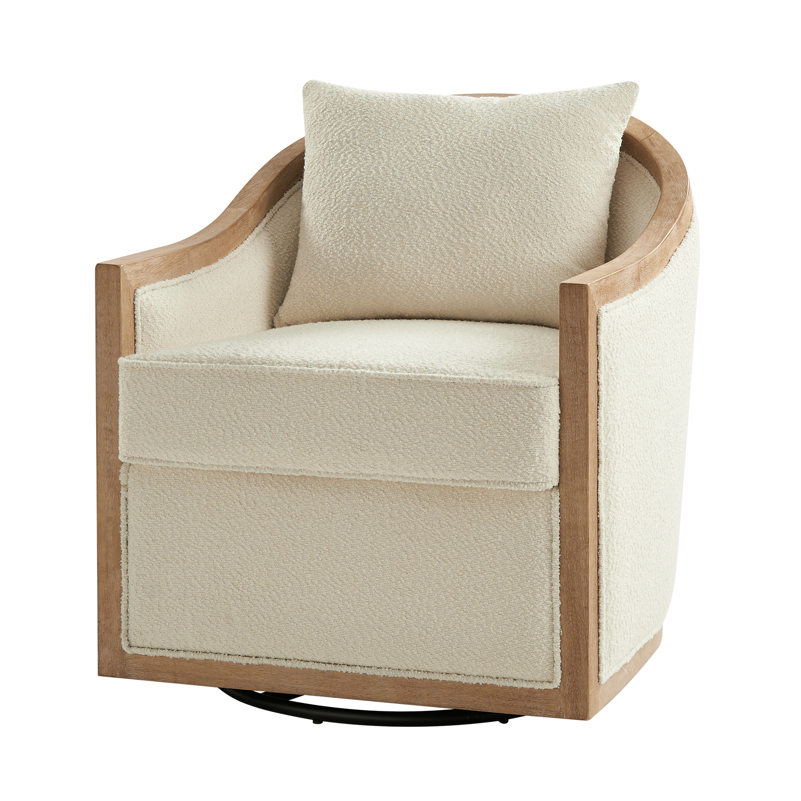 Paul Ivory Farmhouse Swivel Barrel Accent Chair 1 Paul Ivory Farmhouse Swivel Barrel Accent Chair