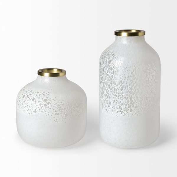 Pearl Short White Gold Rim Glass Vase 5