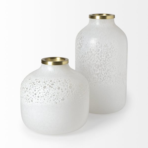 Pearl Short White Gold Rim Glass Vase 6
