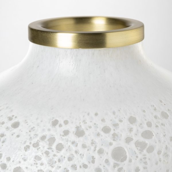 Pearl Short White Gold Rim Glass Vase 8