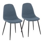Pebble Black Steel Blue Fabric Contemporary Chairs (Set of 2) 14 Pebble Black Steel Blue Fabric Contemporary Chairs (Set of 2)