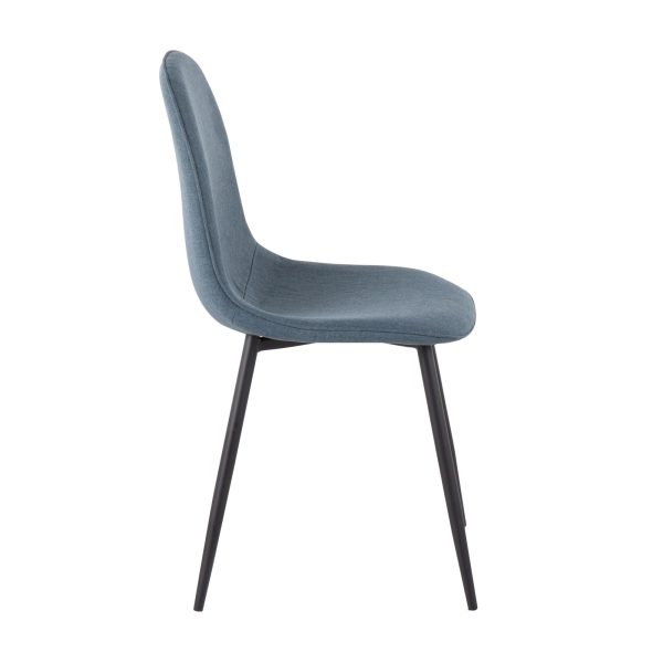 Pebble Black Steel Blue Fabric Contemporary Chairs Set of 2 4