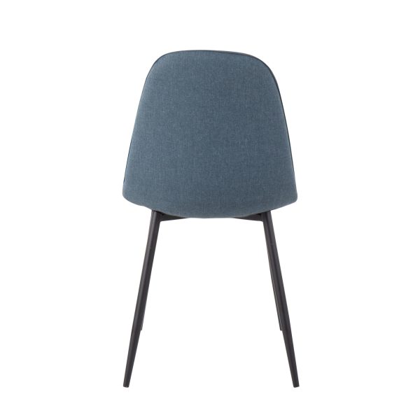 Pebble Black Steel Blue Fabric Contemporary Chairs Set of 2 6