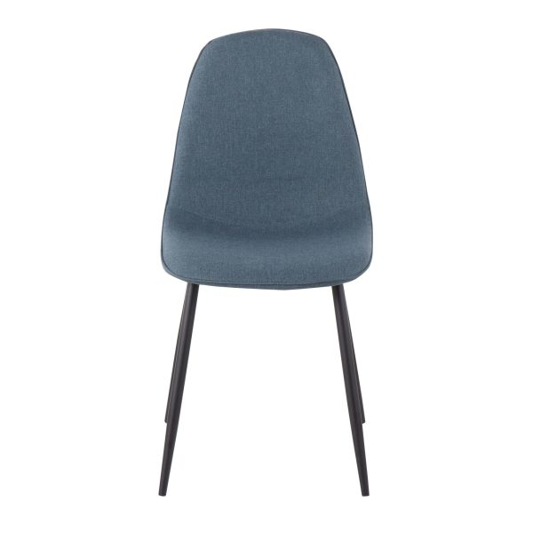 Pebble Black Steel Blue Fabric Contemporary Chairs Set of 2 7