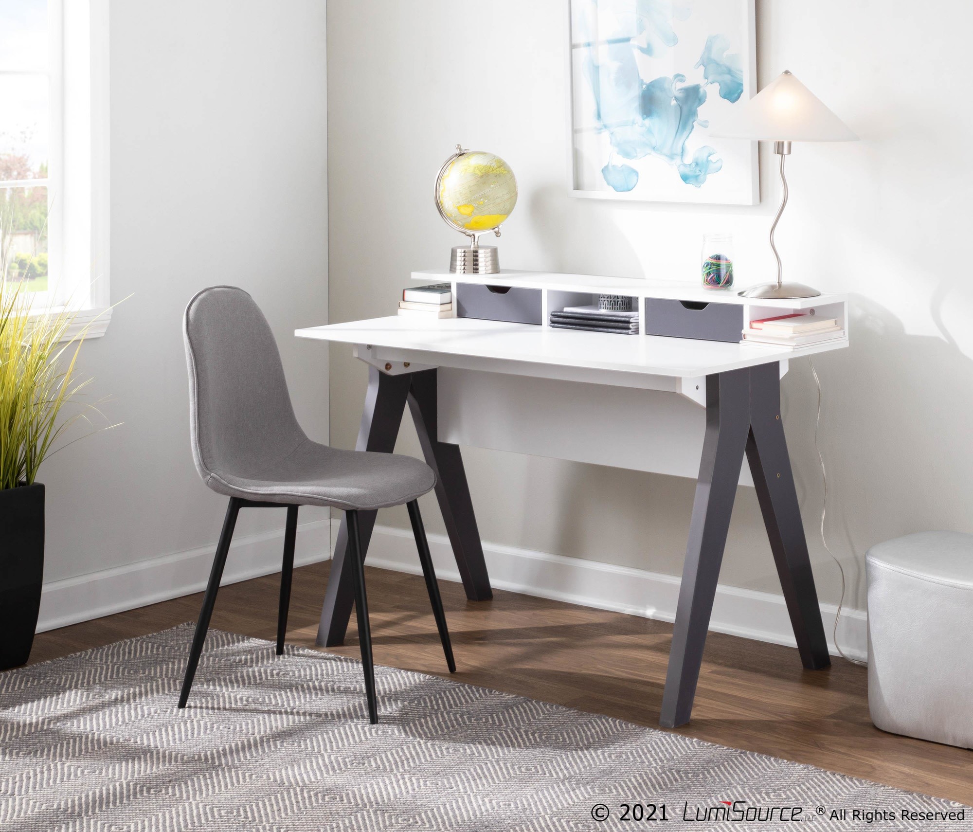 Pebble Black Steel Charcoal Contemporary Chair Set (Set of 2) 3 Pebble Black Steel Charcoal Contemporary Chair Set (Set of 2) - Image 3