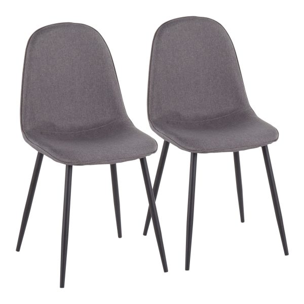 Pebble Black Steel Charcoal Contemporary Chair Set Set of 2 4