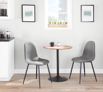 Pebble Black Steel Charcoal Contemporary Chair Set (Set of 2)