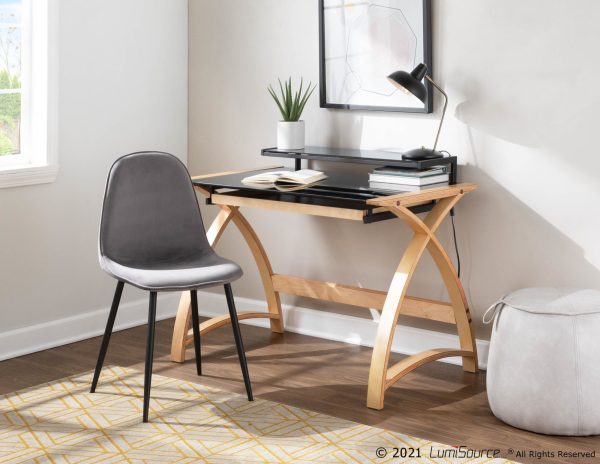 Pebble Black Steel Grey Velvet Contemporary Chairs Set of 2 2
