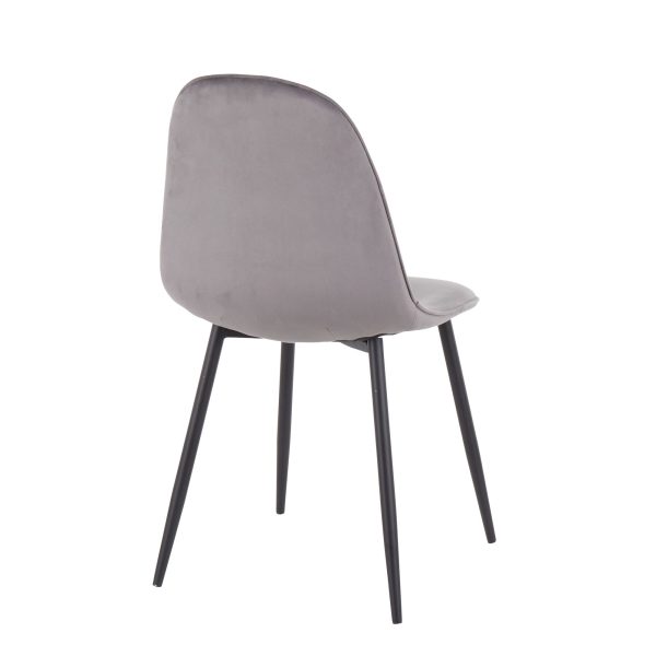 Pebble Black Steel Grey Velvet Contemporary Chairs Set of 2 6