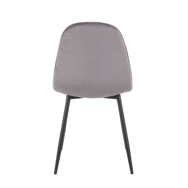 Pebble Black Steel Grey Velvet Contemporary Chairs Set of 2 7