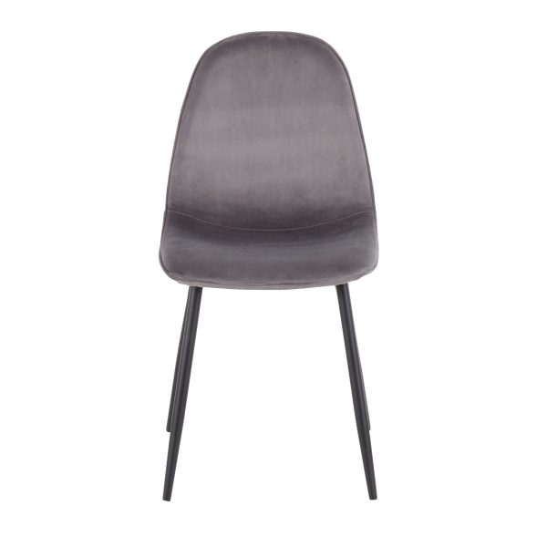 Pebble Black Steel Grey Velvet Contemporary Chairs Set of 2 8