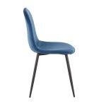 Pebble Black Steel and Blue Velvet Contemporary Chairs (Set of 2) 12 Pebble Black Steel and Blue Velvet Contemporary Chairs (Set of 2)