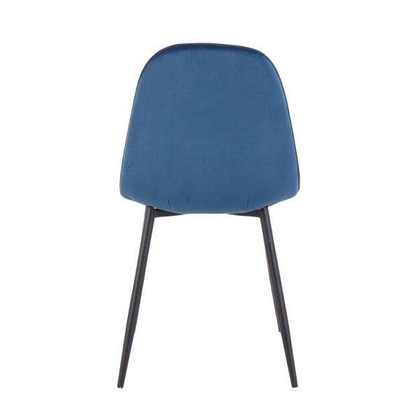 Pebble Black Steel and Blue Velvet Contemporary Chairs Set of 2 4