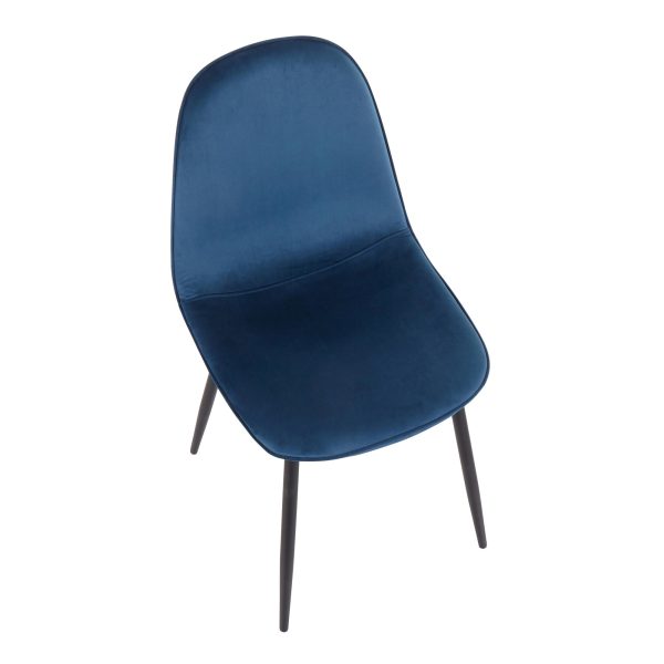 Pebble Black Steel and Blue Velvet Contemporary Chairs Set of 2 6