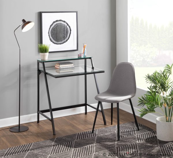 Pebble Black Steel and Light Grey Contemporary Chairs Set of 2 1