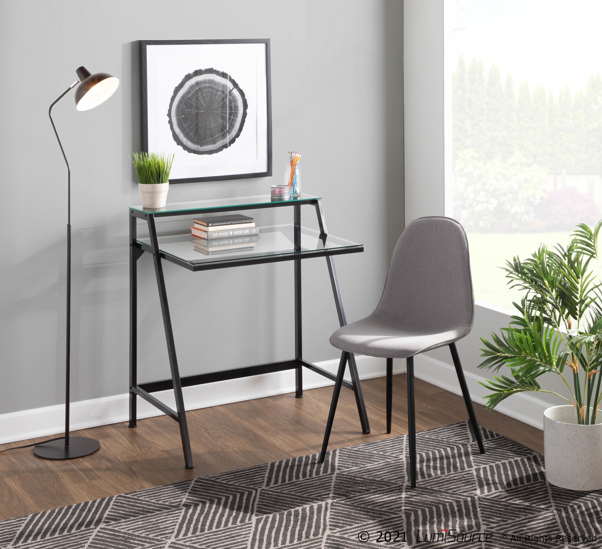 Pebble Black Steel and Light Grey Contemporary Chairs (Set of 2) 2 Pebble Black Steel and Light Grey Contemporary Chairs (Set of 2) - Image 2