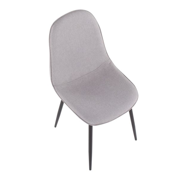 Pebble Black Steel and Light Grey Contemporary Chairs Set of 2 11