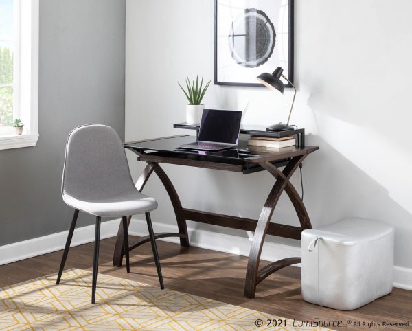 Pebble Black Steel and Light Grey Contemporary Chairs Set of 2 3