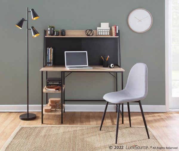 Pebble Black Steel and Light Grey Contemporary Chairs Set of 2 4