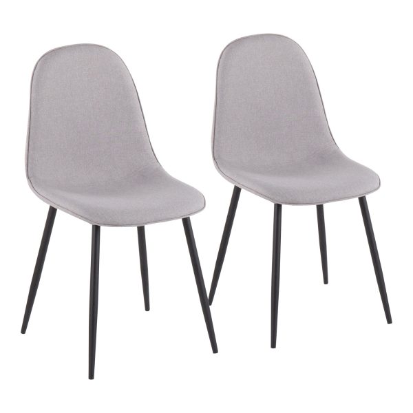 Pebble Black Steel and Light Grey Contemporary Chairs Set of 2 5