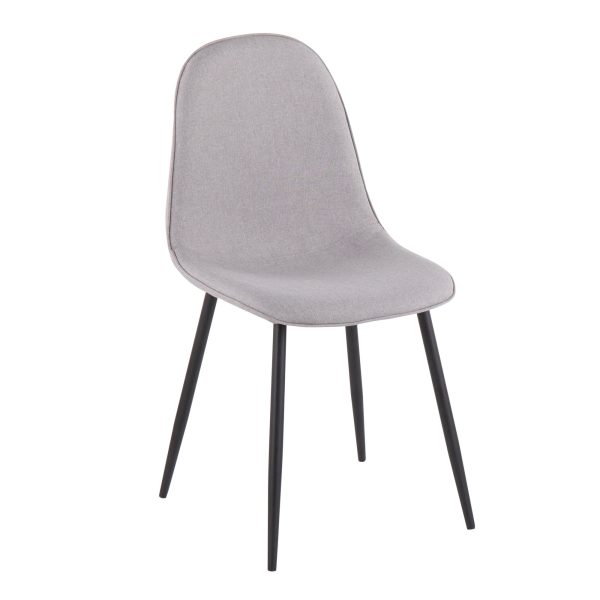 Pebble Black Steel and Light Grey Contemporary Chairs Set of 2 6