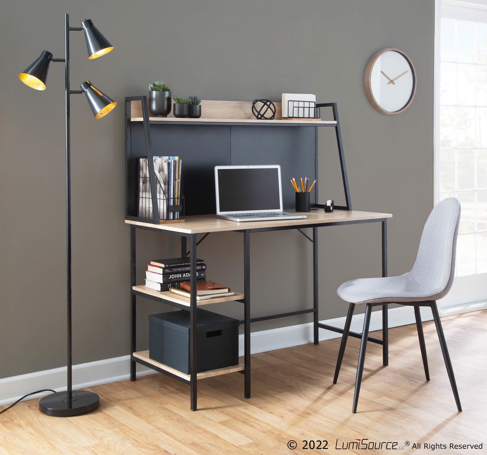 Pebble Black Steel and Light Grey Contemporary Chairs (Set of 2) 1 Pebble Black Steel and Light Grey Contemporary Chairs (Set of 2)