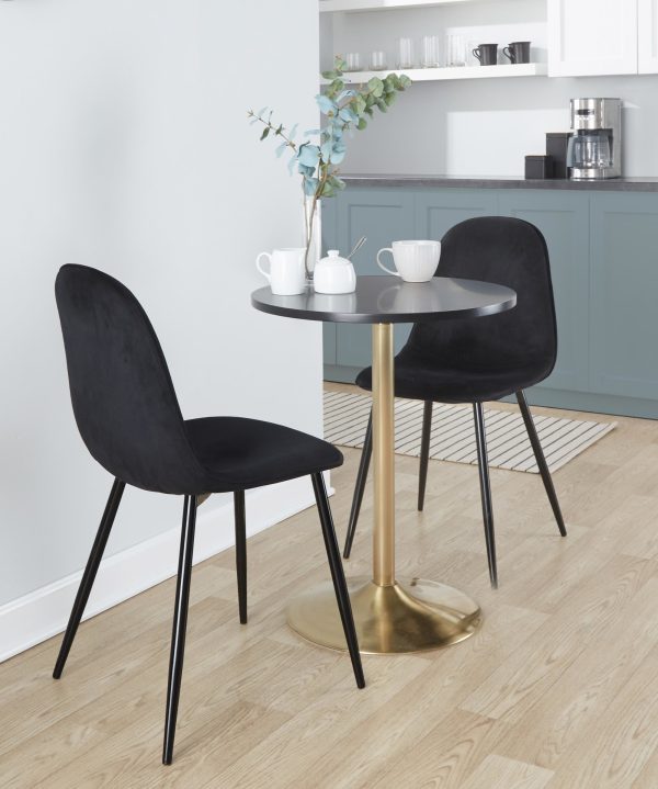 Pebble Black Velvet Contemporary Dining Chairs Set of 2 6