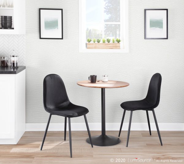 Pebble Black Velvet Contemporary Dining Chairs Set of 2