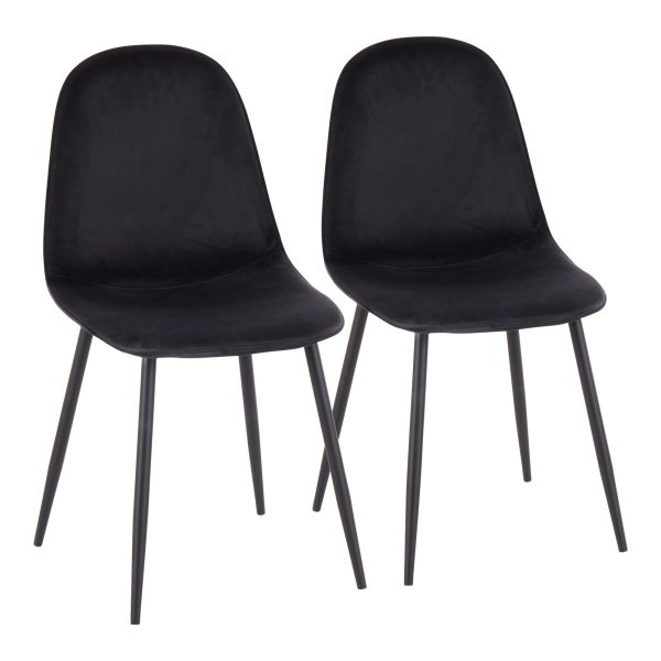 Pebble Black Velvet Contemporary Dining Chairs Set of 2 7