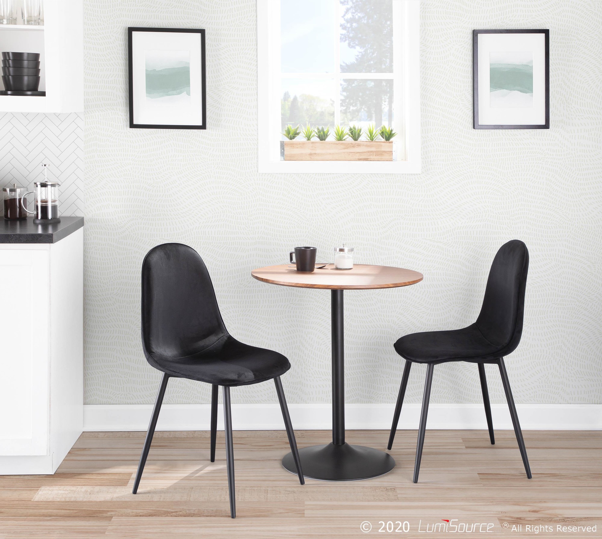 Pebble Black Velvet Contemporary Dining Chairs (Set of 2) 1 Pebble Black Velvet Contemporary Dining Chairs (Set of 2)