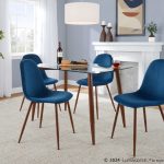 Pebble Blue Velvet Walnut Contemporary Accent Chairs (Set of 2) 14 Pebble Blue Velvet Walnut Contemporary Accent Chairs (Set of 2)