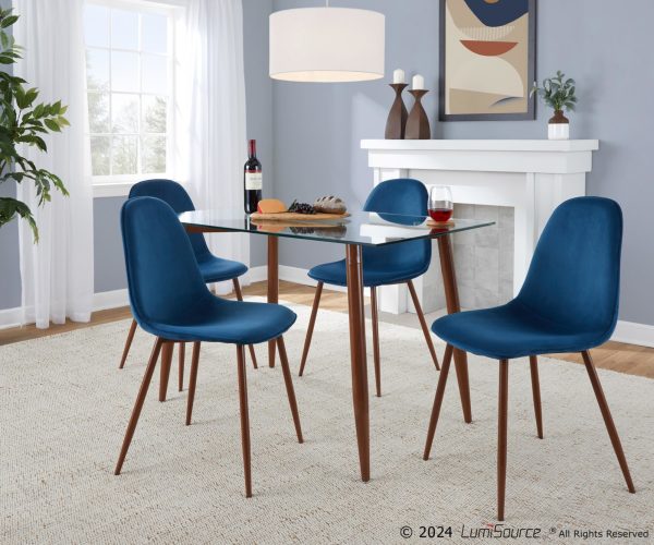 Pebble Blue Velvet Walnut Contemporary Accent Chairs Set of 2 2