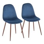 Pebble Blue Velvet Walnut Contemporary Accent Chairs (Set of 2) 15 Pebble Blue Velvet Walnut Contemporary Accent Chairs (Set of 2)