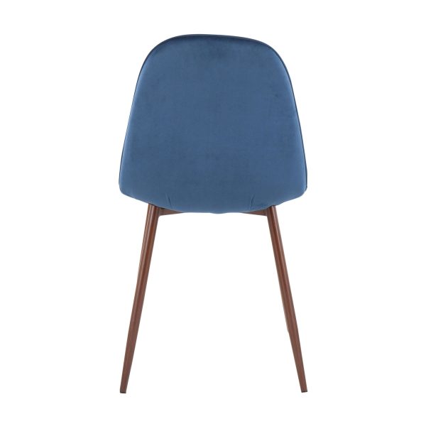 Pebble Blue Velvet Walnut Contemporary Accent Chairs Set of 2 7