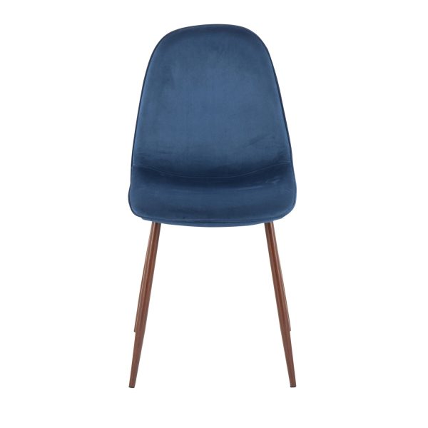 Pebble Blue Velvet Walnut Contemporary Accent Chairs Set of 2 8