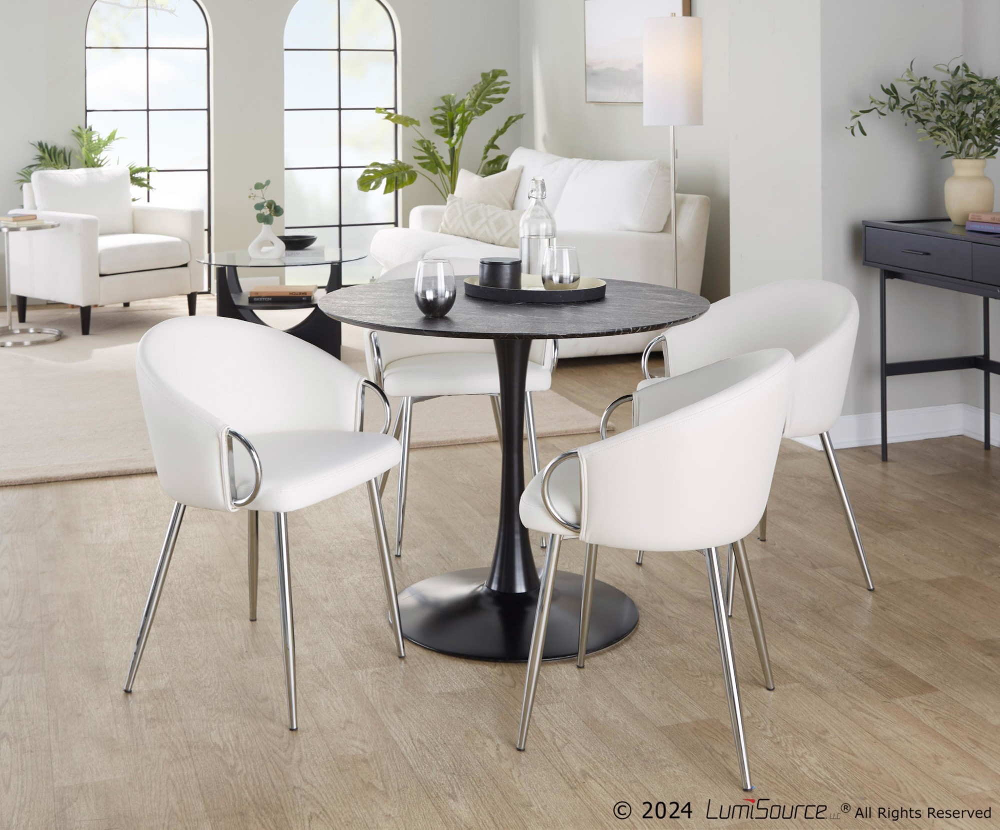 Pebble Contemporary Black Marble Round Dining Table 2 Pebble Contemporary Black Marble Round Dining Table - Image 2