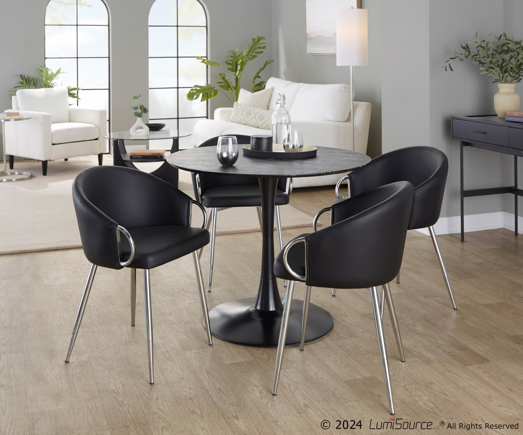 Pebble Contemporary Black Marble Round Dining Table 3 Pebble Contemporary Black Marble Round Dining Table - Image 3