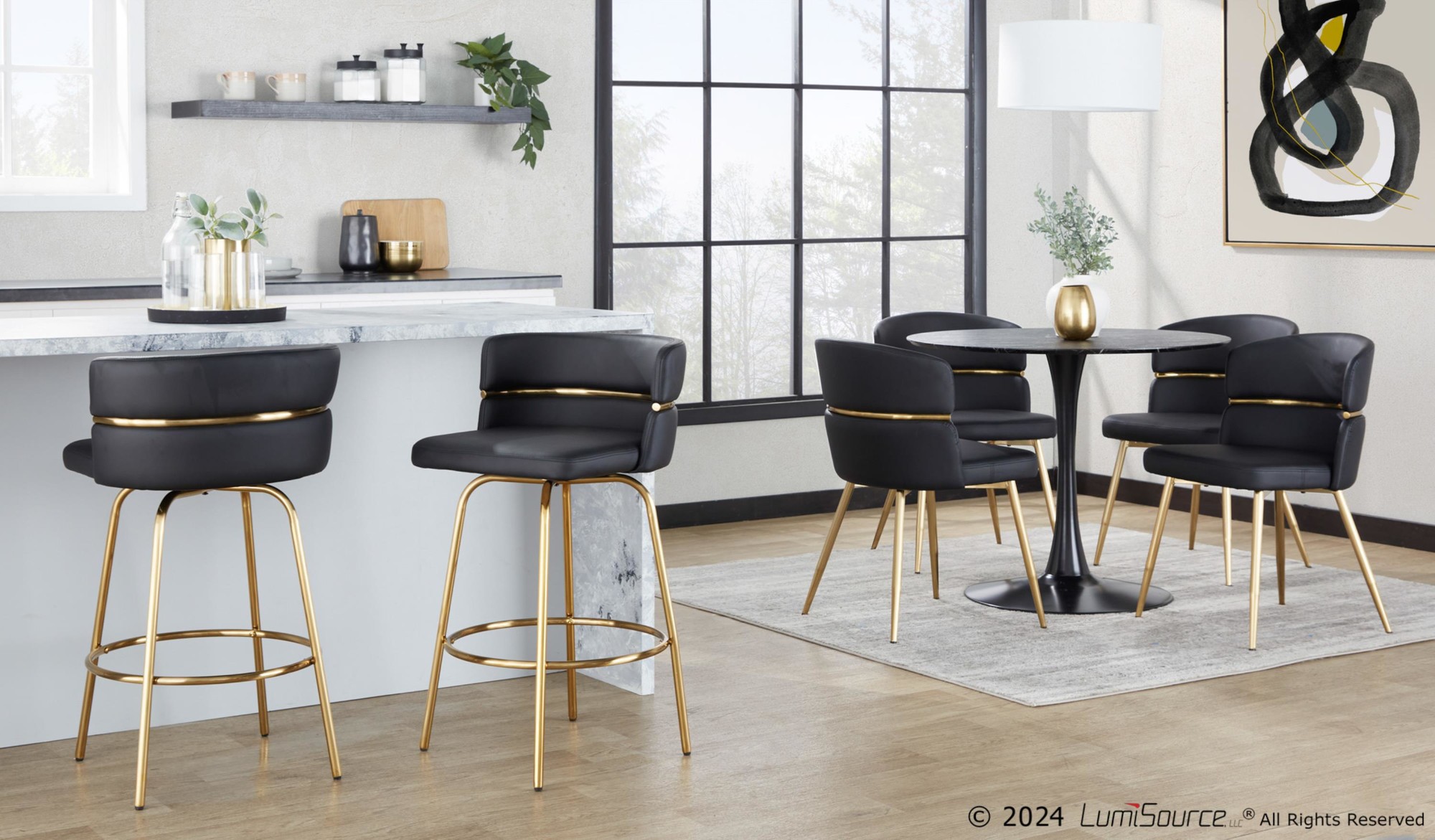 Pebble Contemporary Black Marble Round Dining Table 4 Pebble Contemporary Black Marble Round Dining Table - Image 4