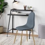 Pebble Contemporary Gold Steel Blue Fabric Dining Chairs (Set of 2)