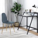 Pebble Contemporary Gold Steel Blue Fabric Dining Chairs (Set of 2)