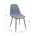 Pebble Contemporary Gold Steel Blue Fabric Dining Chairs (Set of 2)